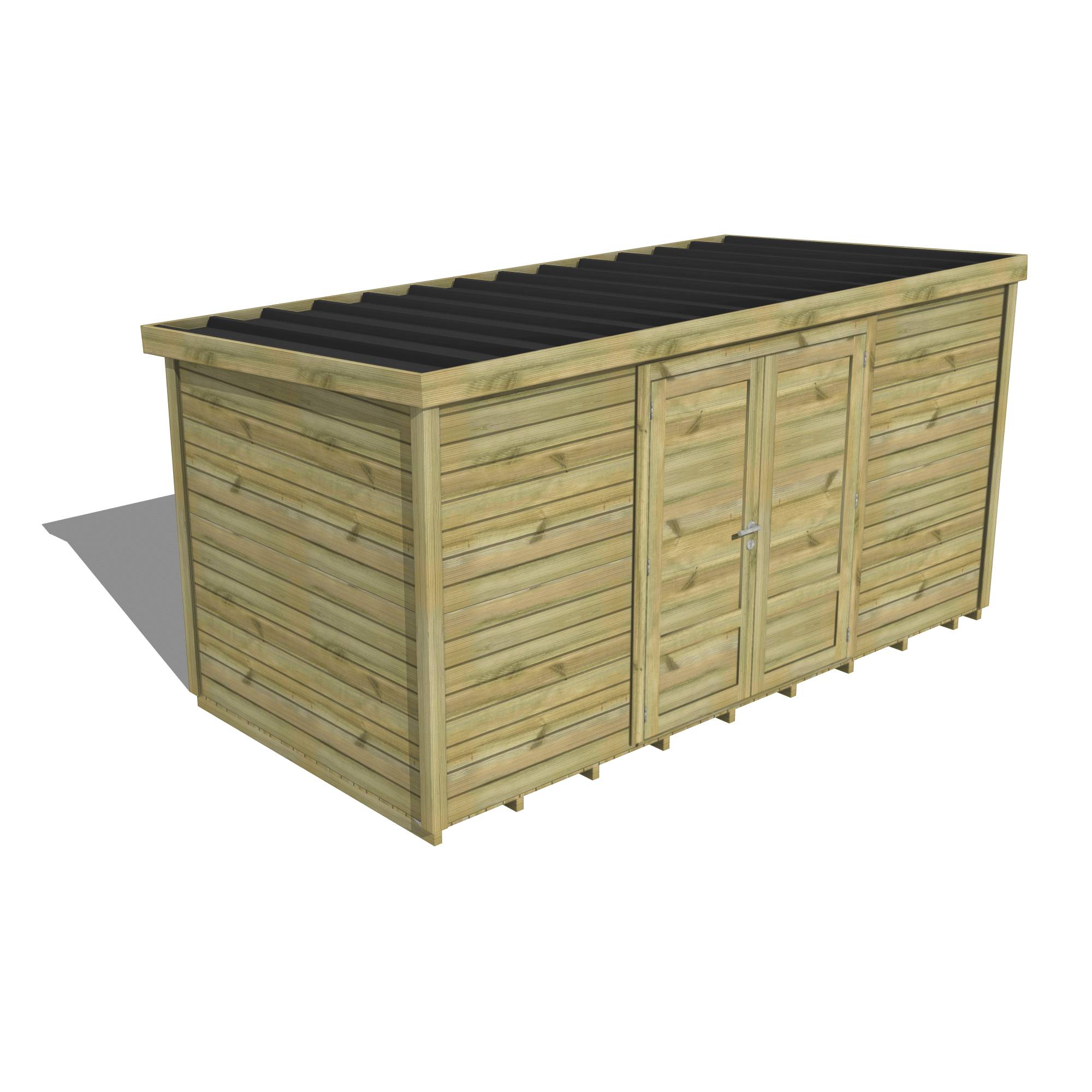 Abri Français - ABRI DE JARDIN bois Pin traité autoclave 27mm - Essentiel - 4,34x2,14m / 9m2 - Bac acier - Plancher bois - Image 1
