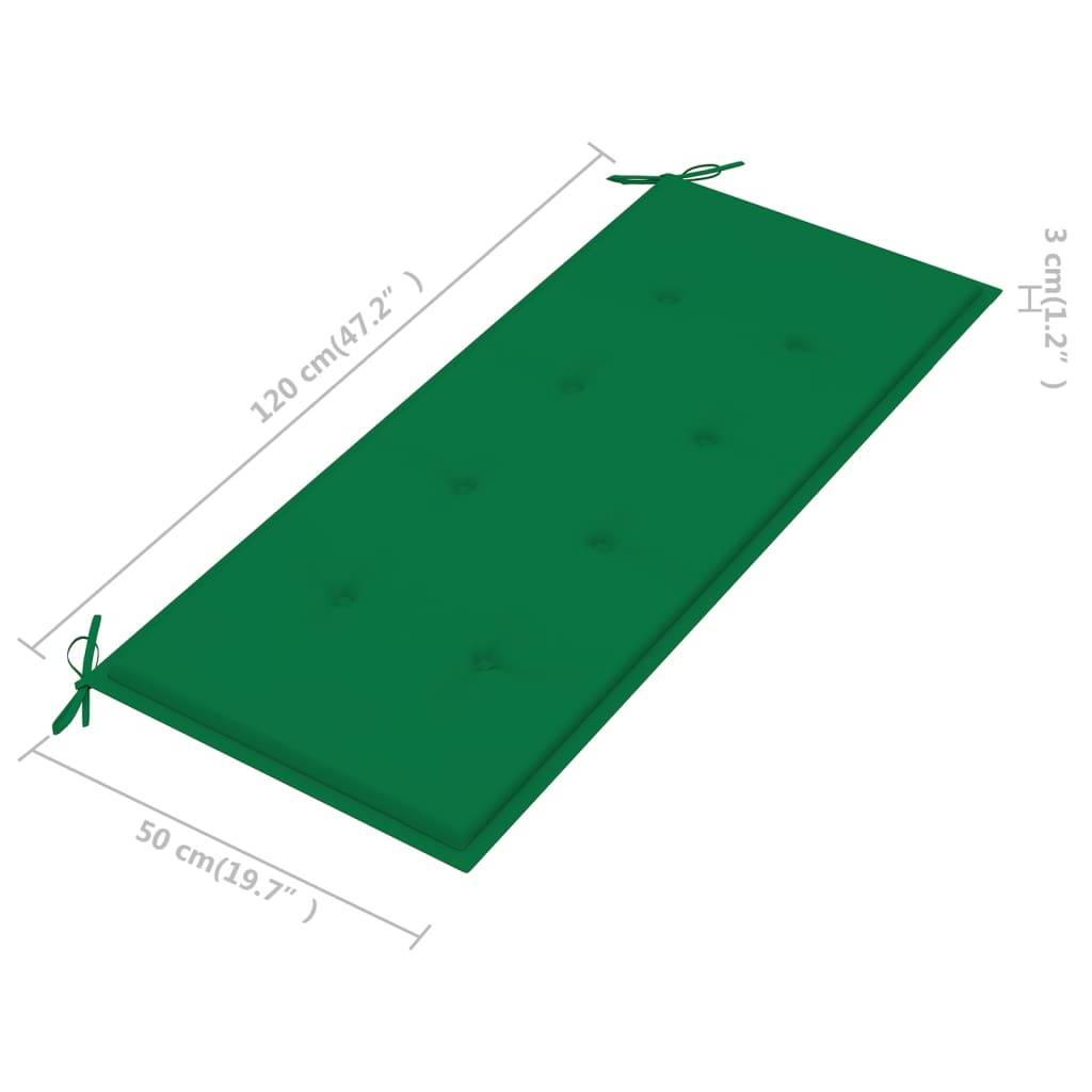 Helloshop26 - Banc de jardin meuble de patio d'extérieur terrasse avec coussin vert 120 cm bois de teck massif - Image 9