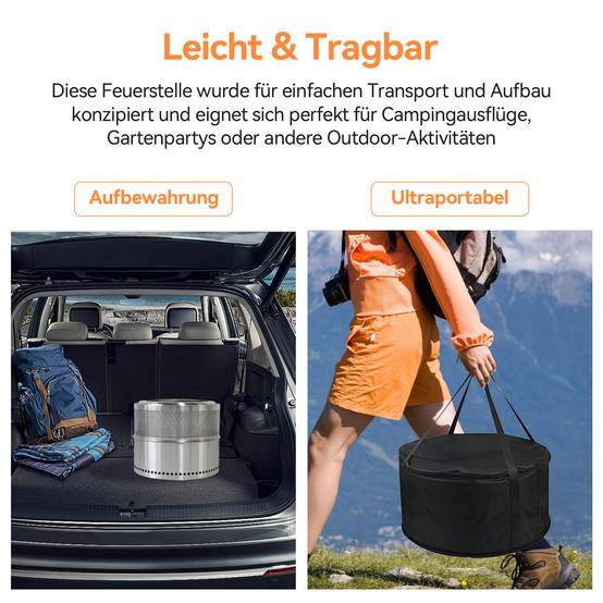 ComfortXL - Brasero Sans Fumée Inox Portable Jardin 50cm Fonction Grill Double Combustion - ComfortXL Outdoor Living - Image 5