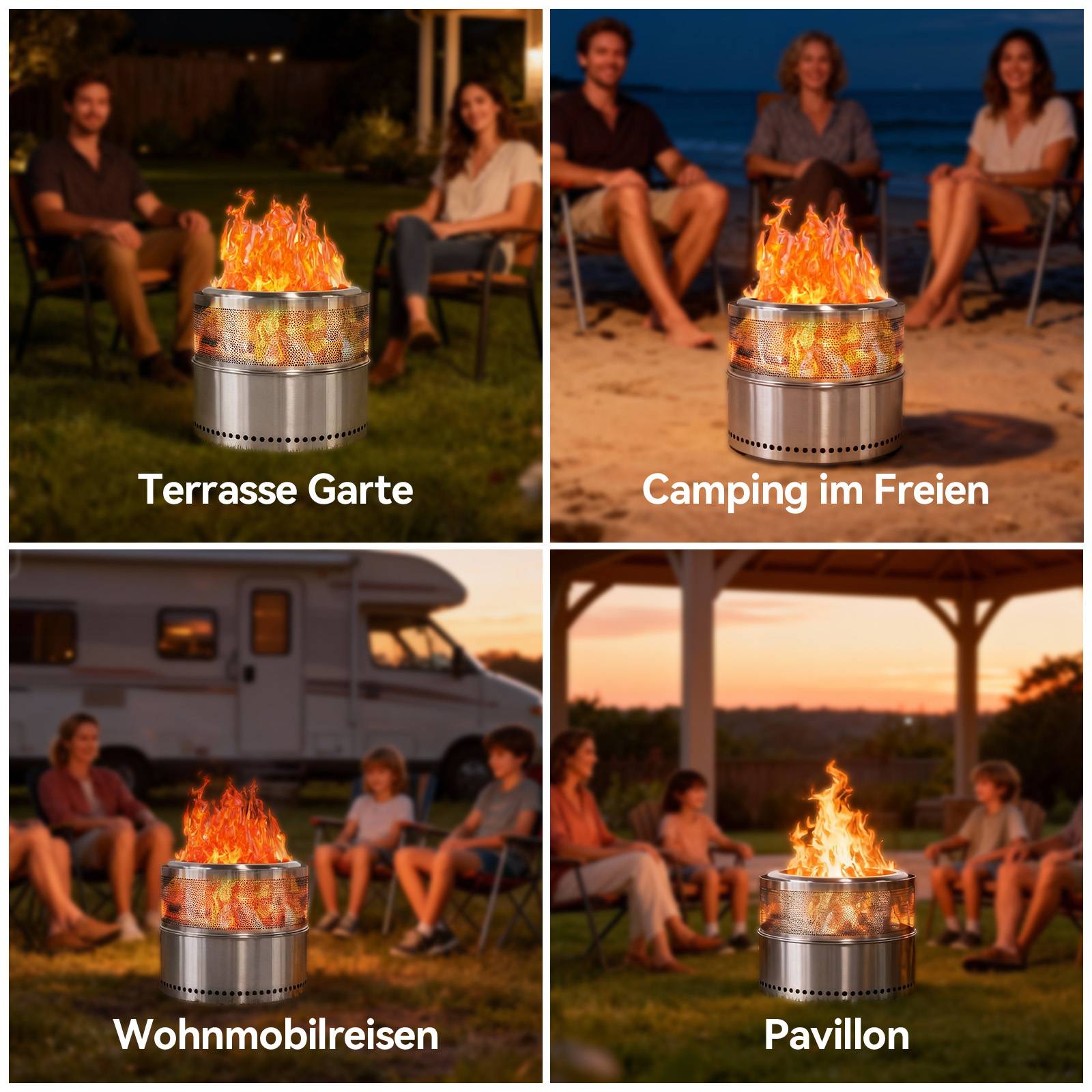 ComfortXL - Brasero Sans Fumée Inox Portable Jardin 50cm Fonction Grill Double Combustion - ComfortXL Outdoor Living - Image 7