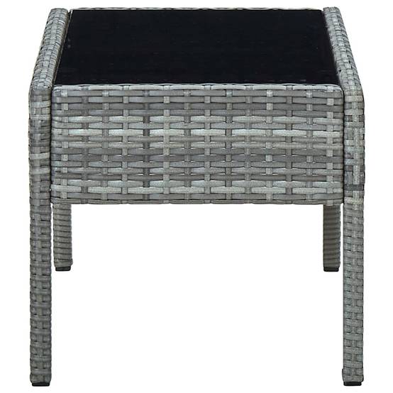 PANGIVO - Table de jardin Gris 75 x 40 x 37 cm Résine tressée - PANGIVO - Image 3