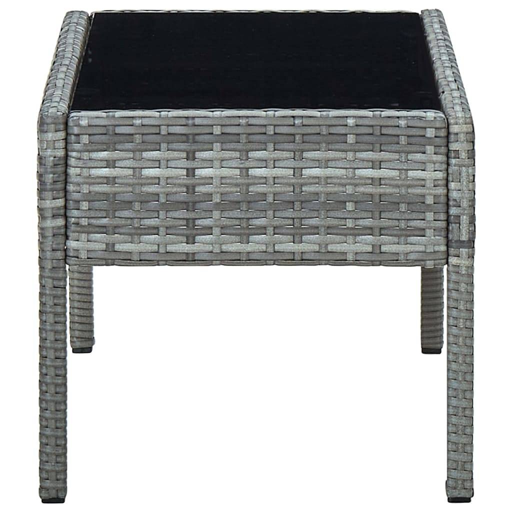 PANGIVO - Table de jardin Gris 75 x 40 x 37 cm Résine tressée - PANGIVO - Image 3