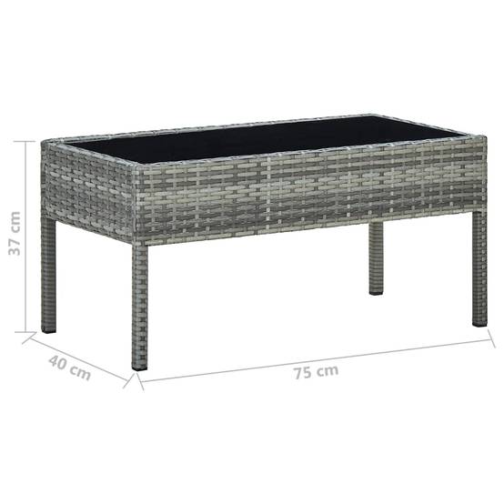 PANGIVO - Table de jardin Gris 75 x 40 x 37 cm Résine tressée - PANGIVO - Image 5