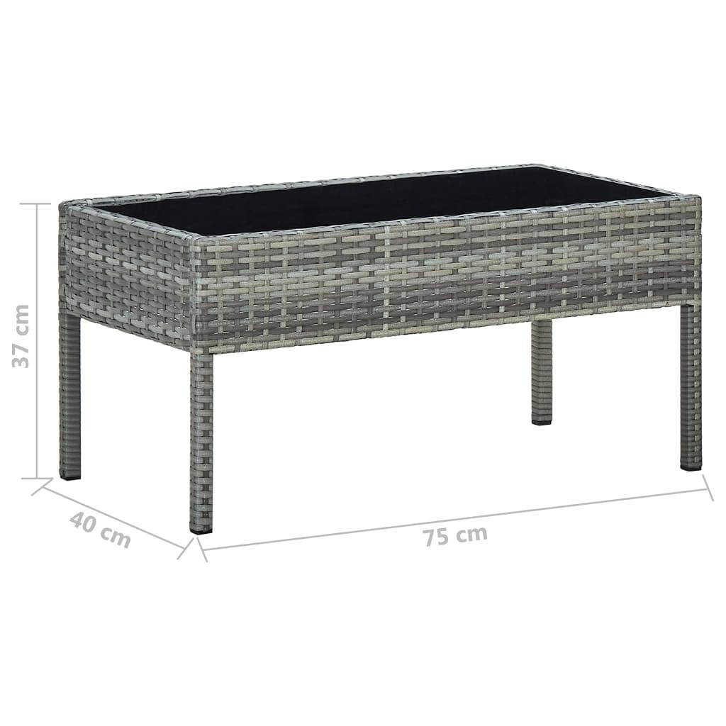 PANGIVO - Table de jardin Gris 75 x 40 x 37 cm Résine tressée - PANGIVO - Image 5