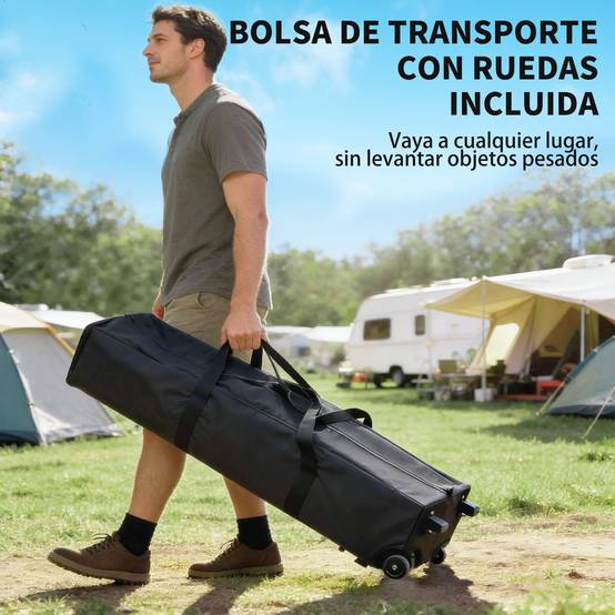 Tonnelle Pliante 4x4m à Verrouillage Central, UPF50+, Hauteur Réglable, Sacs Lestage et Sac à Roulettes, Beige/Café - Image 10