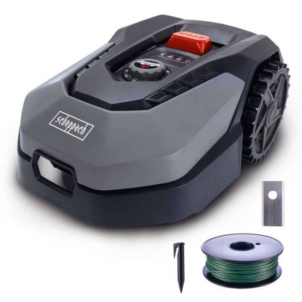Scheppach - Robot tondeuse connecté 400m2 Scheppach RoboCut L500 avec station de recharge | Jusqu'a 400 m² | Capteur de pluie | WiFi & BT - Image 1