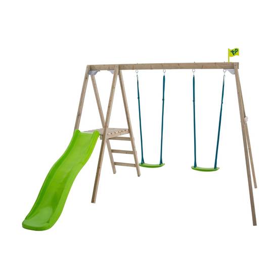 Portique bois Thymelee H.200 cm avec 2 balançoires, toboggan, échelle et kit d’ancrage – TP TOYS - Image 2