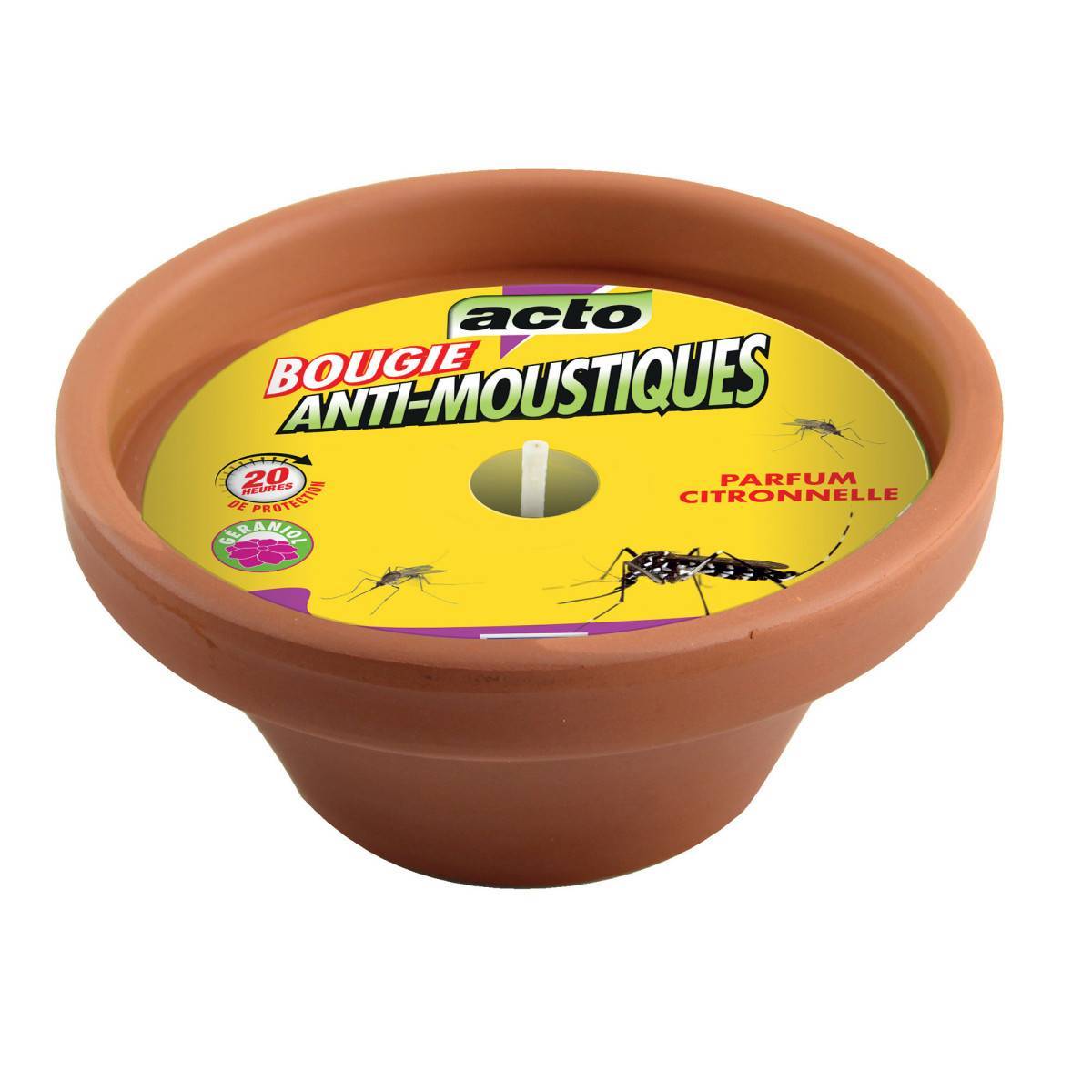 Acto - Bougie Citronnelle Géraniol en Pot de Terre Cuite: Élégance et Protection - Image 1