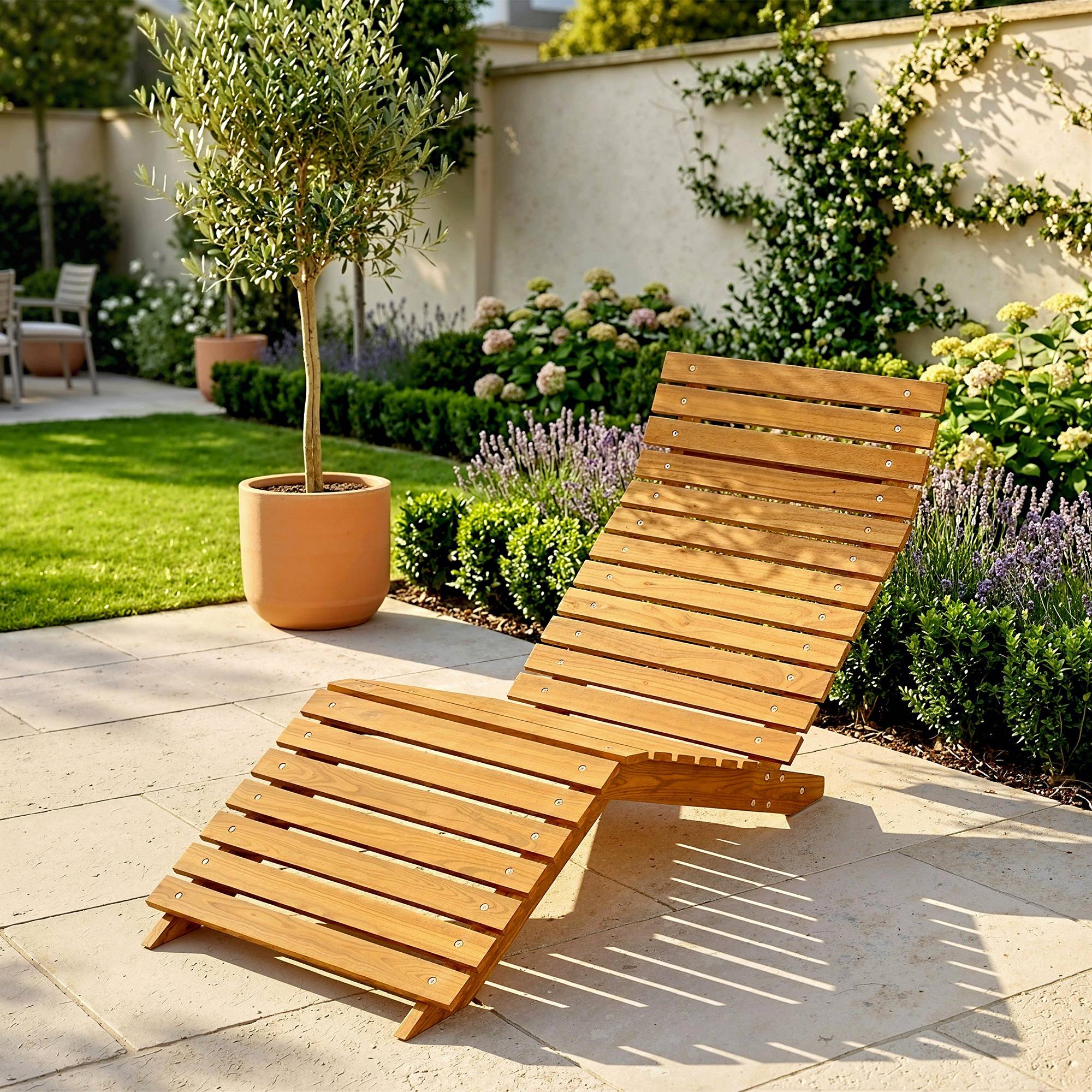 ComfortXL - Bain de Soleil Bois Massif Extérieur Design Ergonomique Courbé Marron 170cm - ComfortXL Outdoor Living - Image 4