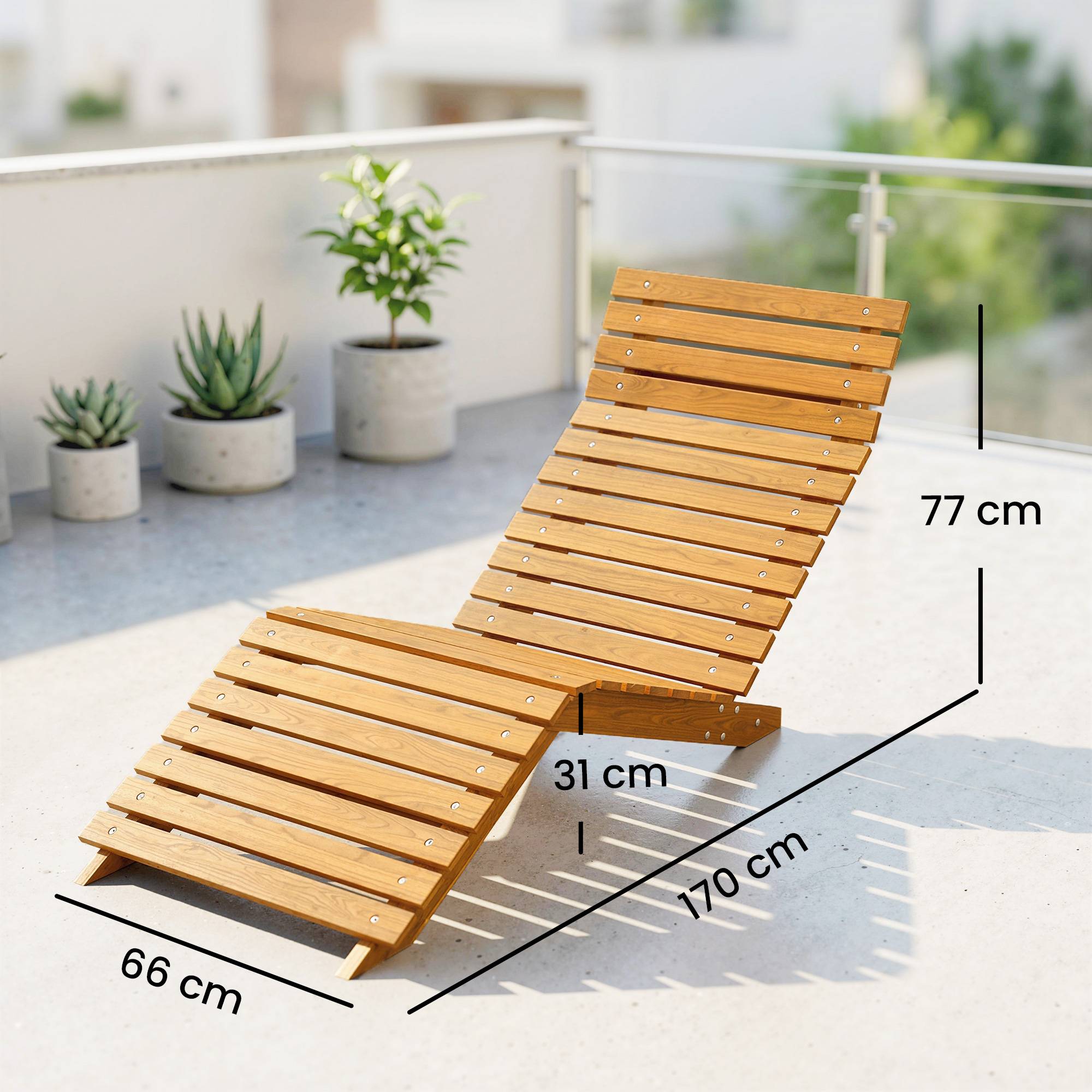 ComfortXL - Bain de Soleil Bois Massif Extérieur Design Ergonomique Courbé Marron 170cm - ComfortXL Outdoor Living - Image 5