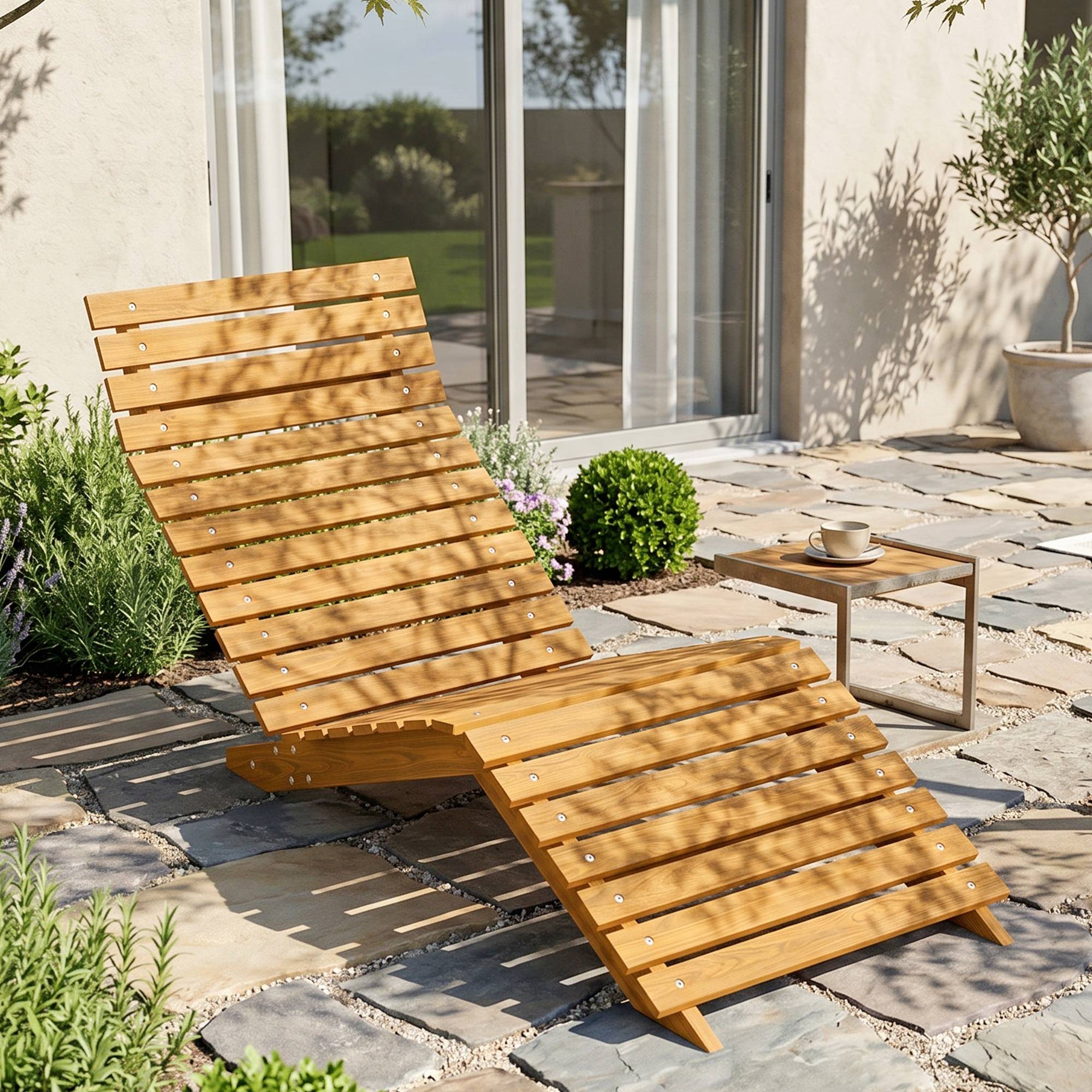 ComfortXL - Bain de Soleil Bois Massif Extérieur Design Ergonomique Courbé Marron 170cm - ComfortXL Outdoor Living - Image 3