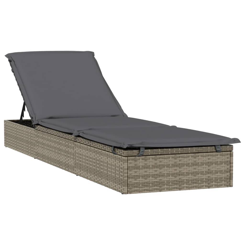 Helloshop26 - Transat chaise longue bain de soleil lit de jardin terrasse meuble d'extérieur avec toit rond 211 x 57 x 140 cm résine tressée gris - Image 4