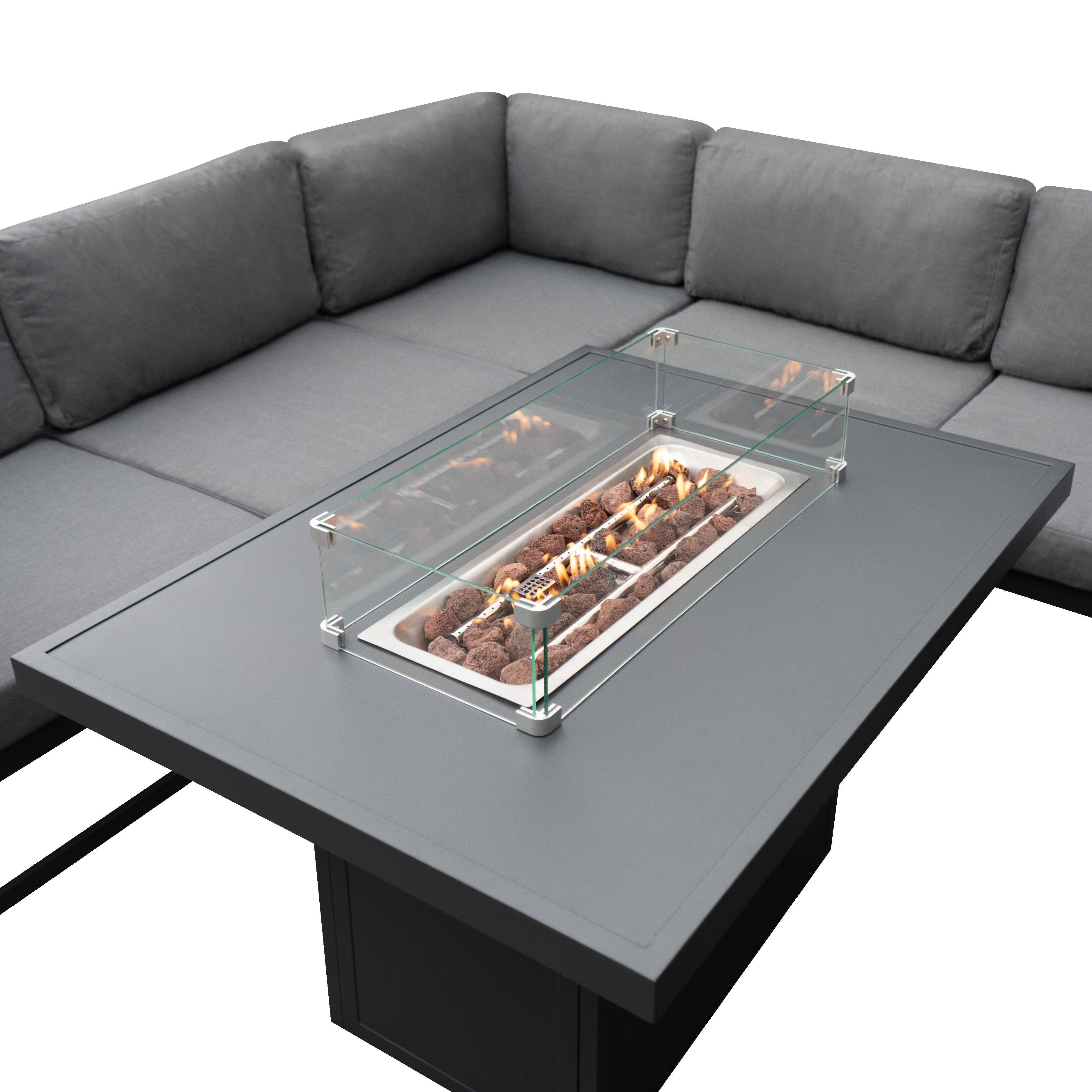 Monstershop - Salon de Jardin en Aluminium 8 Personnes & Table Foyer au Gaz - Image 3
