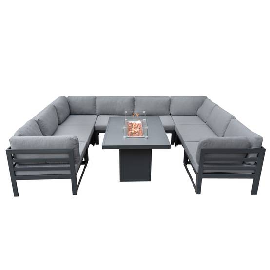 Monstershop - Salon de Jardin en Aluminium 8 Personnes & Table Foyer au Gaz - Image 1