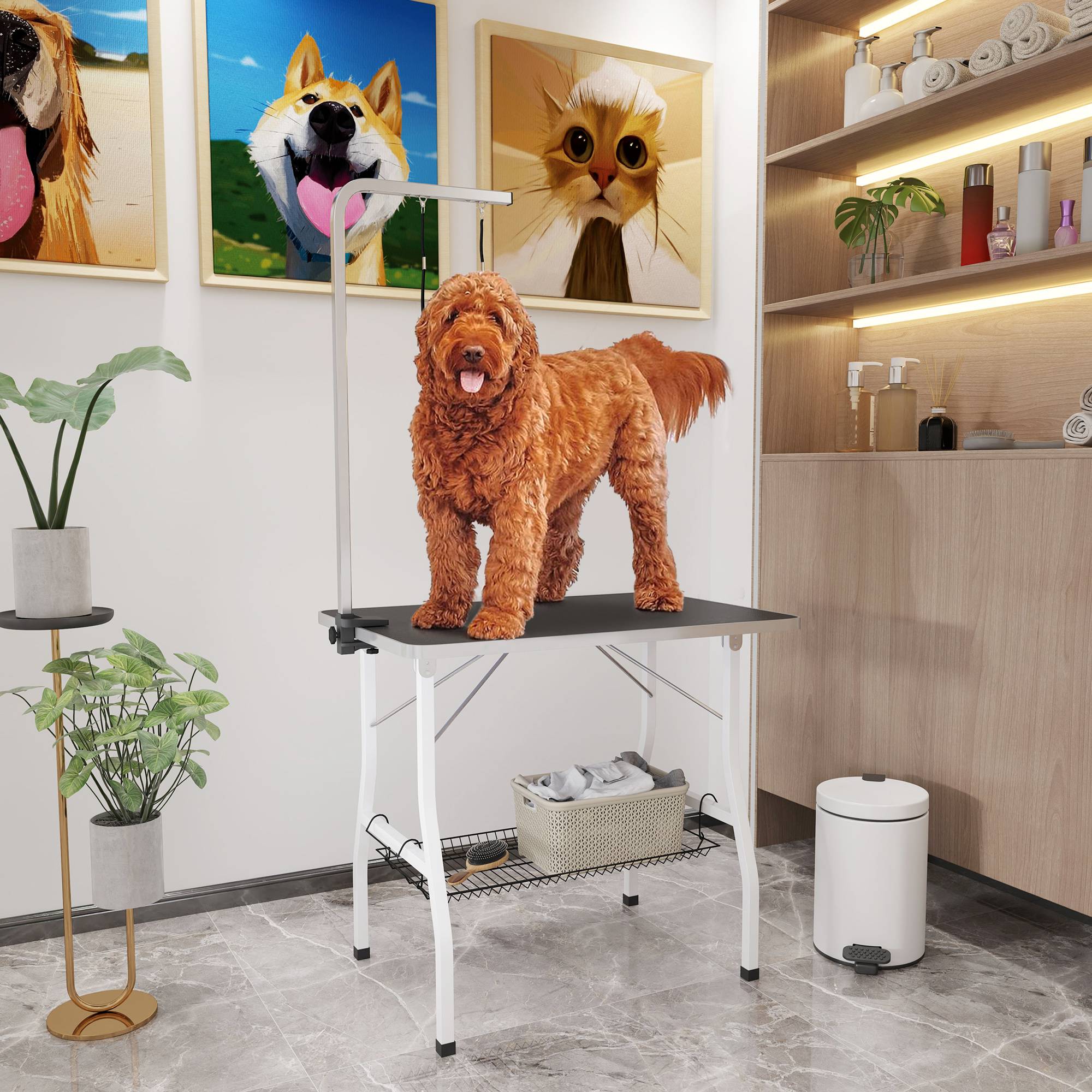ComfortXL - Table de toilettage chien acier caoutchouc 90 x 60 cm antidérapante pliante - ComfortXL Outdoor Living - Image 2