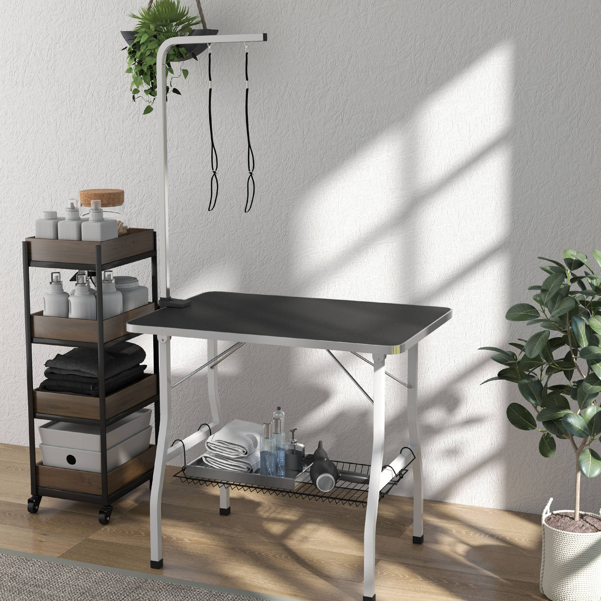 ComfortXL - Table de toilettage chien acier caoutchouc 90 x 60 cm antidérapante pliante - ComfortXL Outdoor Living - Image 10