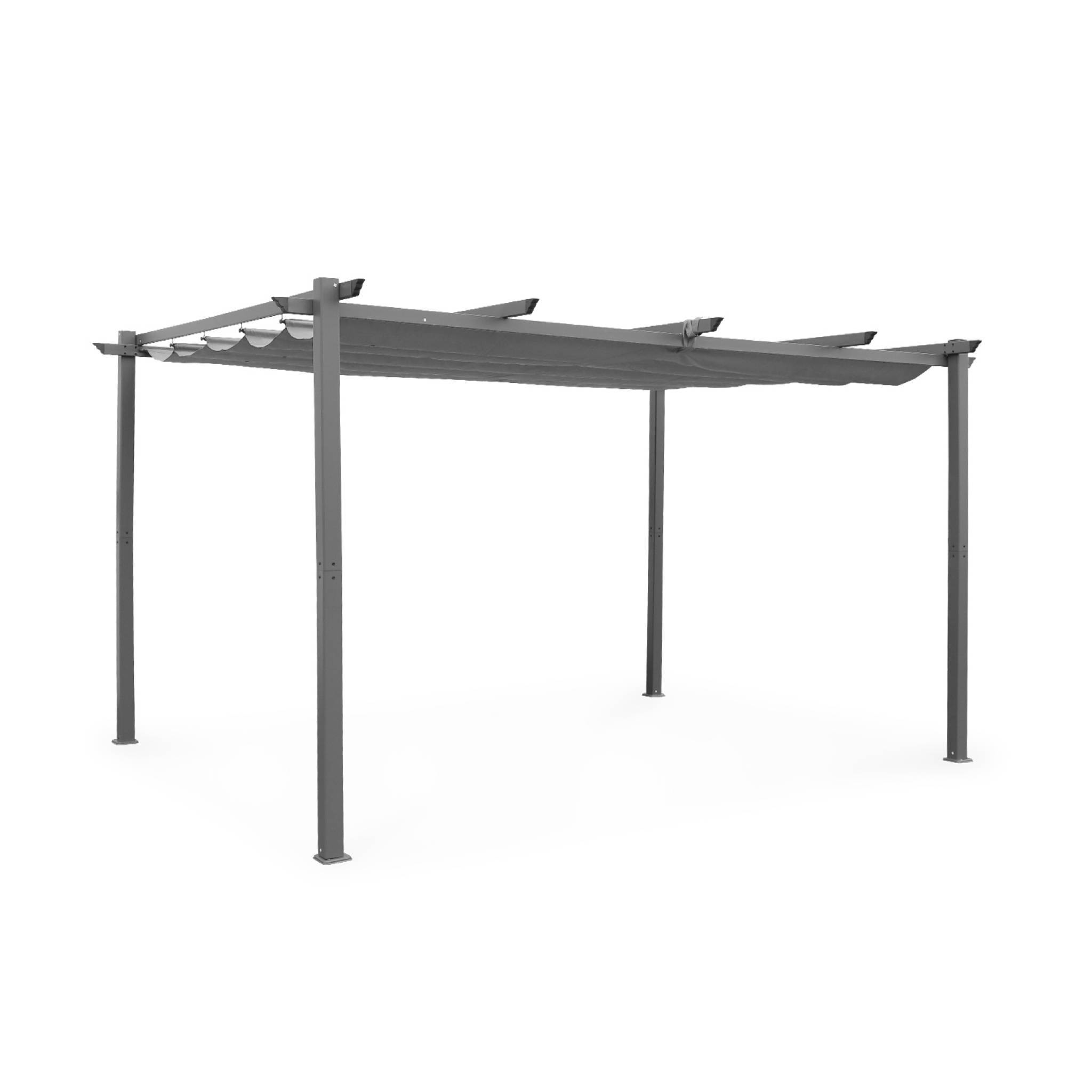 sweeek - Pergola aluminium - Isla 3x4m -  Toile grise - Tonnelle idéale pour votre terrasse. toit rétractable. toile coulissante. structure aluminium | sweeek - Image 2