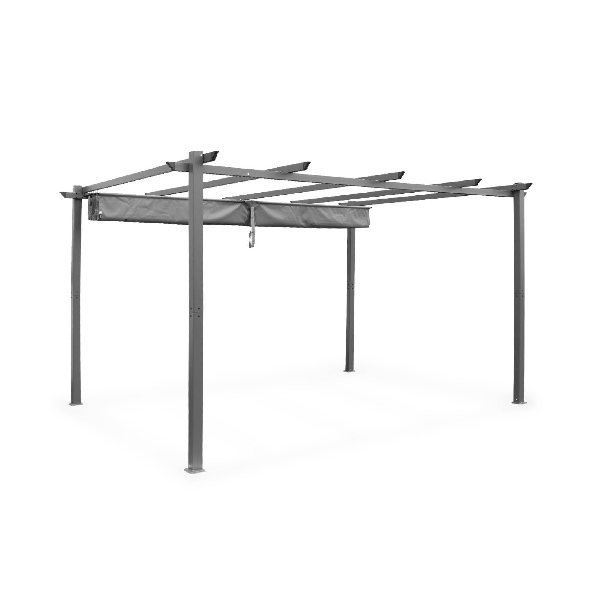 sweeek - Pergola aluminium - Isla 3x4m -  Toile grise - Tonnelle idéale pour votre terrasse. toit rétractable. toile coulissante. structure aluminium | sweeek - Image 7