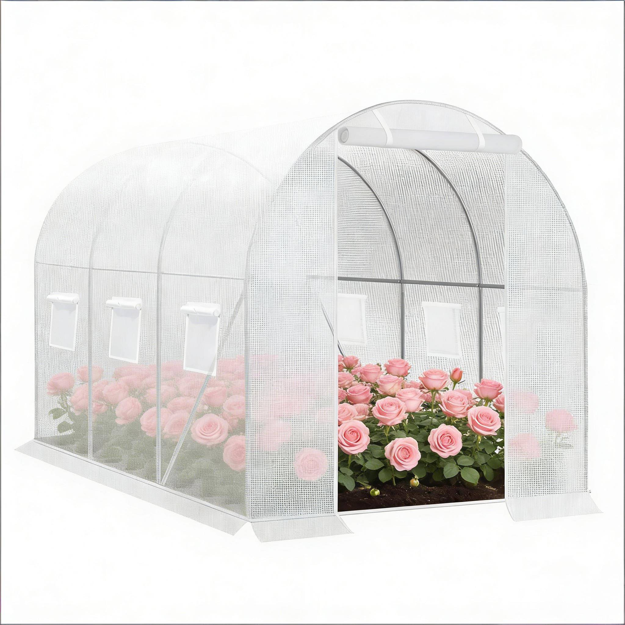 Serre de Jardin Tunnel Acier PE pour Plantes et Tomates Protection Anti-UV 300x200x190cm Blanc - ComfortXL Outdoor Living - Image 4