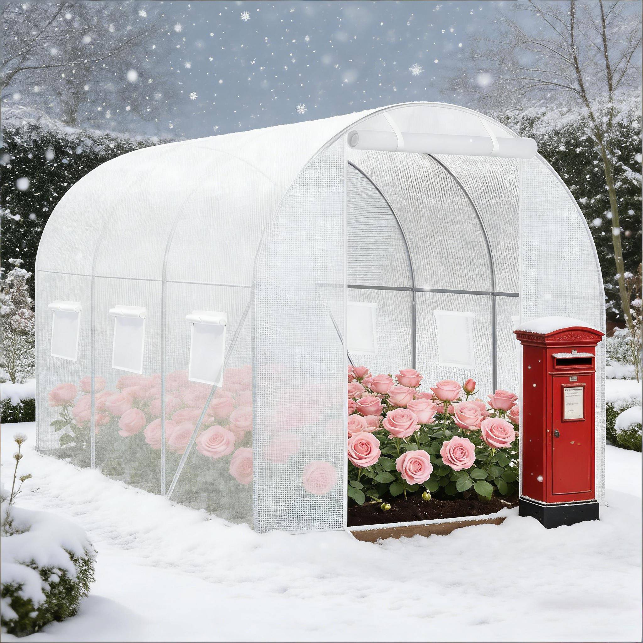 Serre de Jardin Tunnel Acier PE pour Plantes et Tomates Protection Anti-UV 300x200x190cm Blanc - ComfortXL Outdoor Living - Image 6