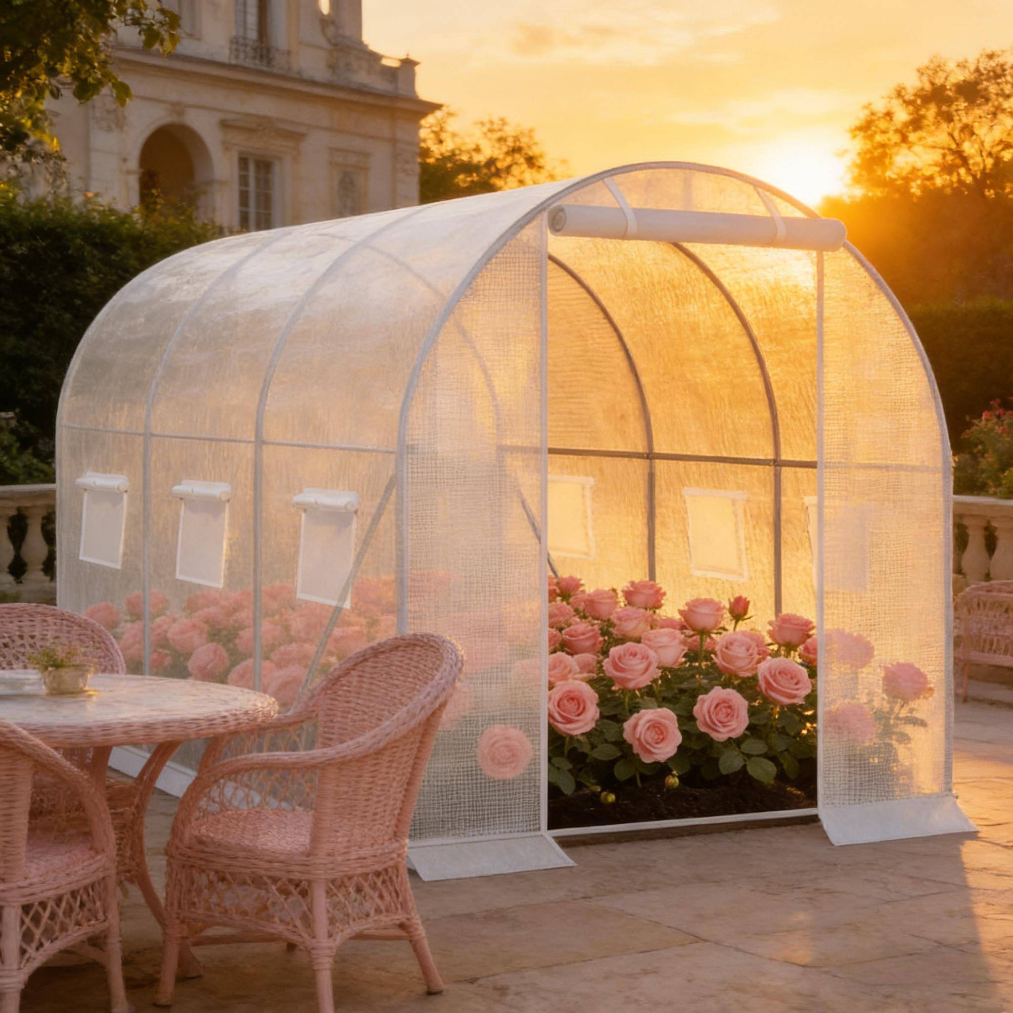 Serre de Jardin Tunnel Acier PE pour Plantes et Tomates Protection Anti-UV 300x200x190cm Blanc - ComfortXL Outdoor Living - Image 7