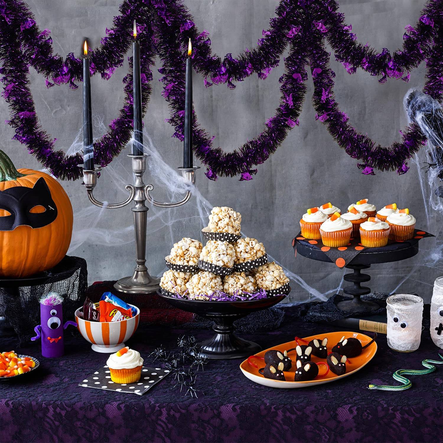 8 rubans décoratifs citrouilles d'Halloween, guirlandes scintillantes, idéales pour les sapins de Noël et les décorations de fête (chauves-souris). - Image 9
