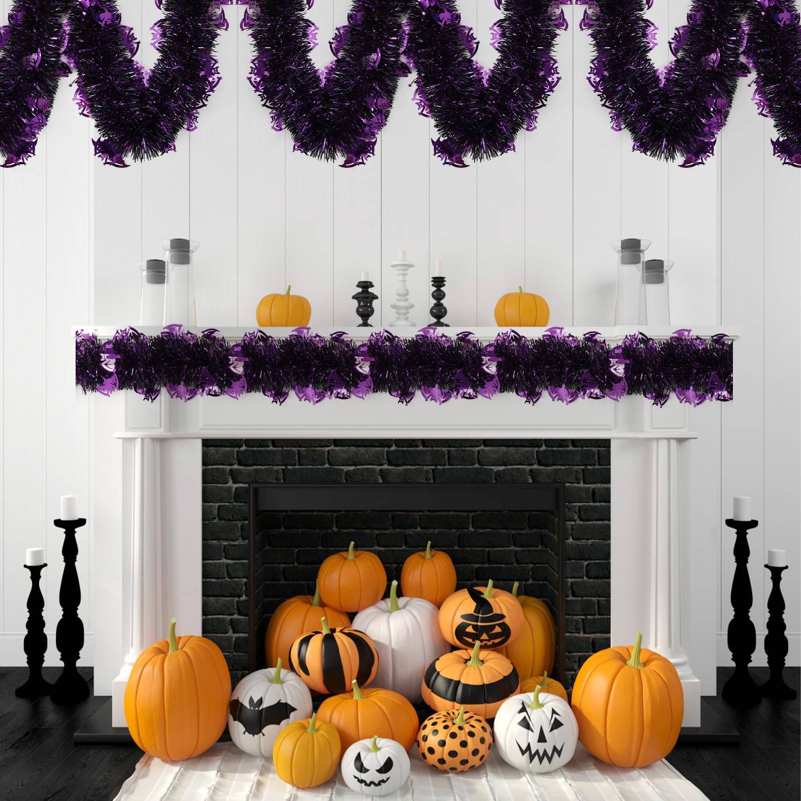 8 rubans décoratifs citrouilles d'Halloween, guirlandes scintillantes, idéales pour les sapins de Noël et les décorations de fête (chauves-souris). - Image 3