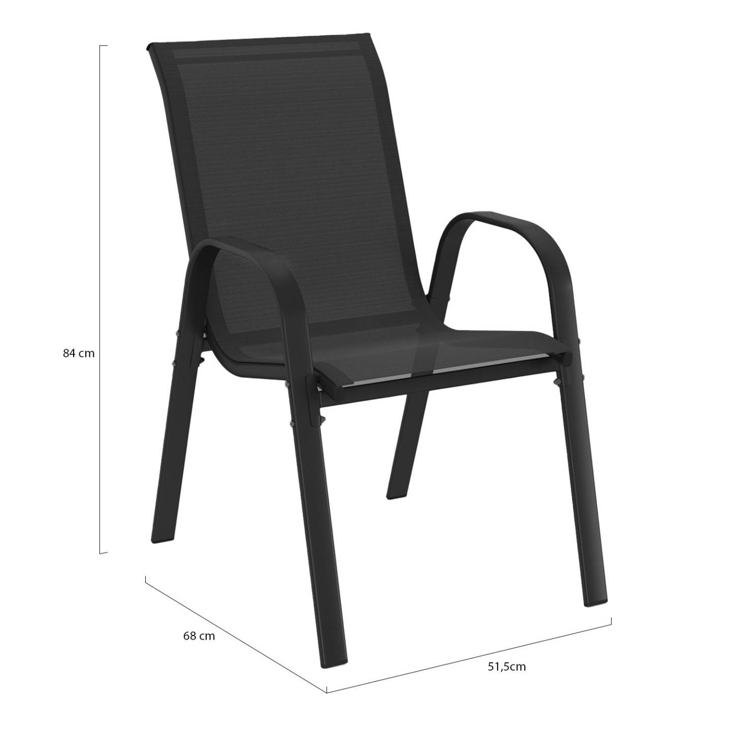 Lot de 4 chaises de jardin LYMA métal et textilène empilables noires - Image 6