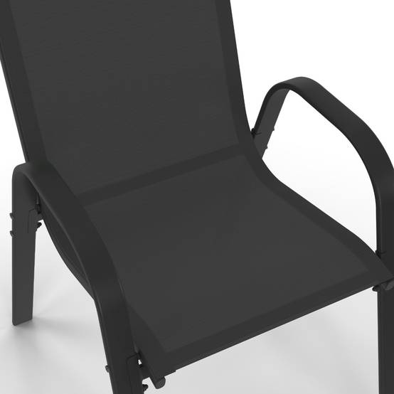 Lot de 4 chaises de jardin LYMA métal et textilène empilables noires - Image 7