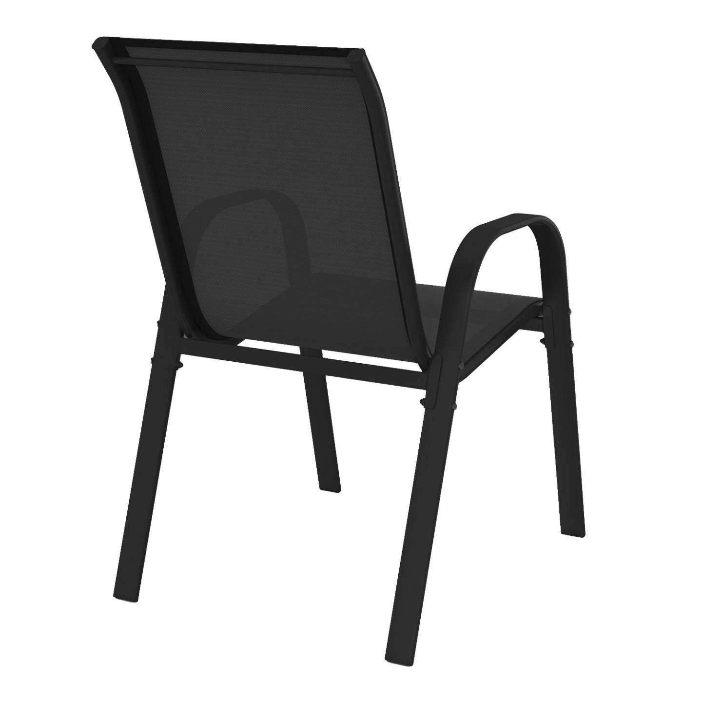 Lot de 4 chaises de jardin LYMA métal et textilène empilables noires - Image 5