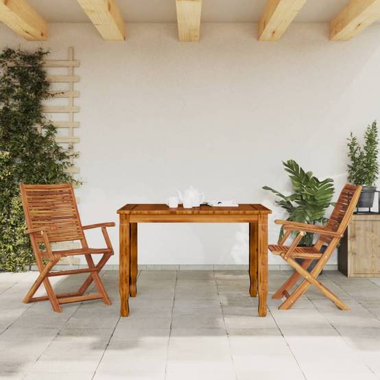 Chaises de jardin pliantes bois d'acacia naturel lot de 2 57 x 66 x 95 cm - PANGIVO - Image 3