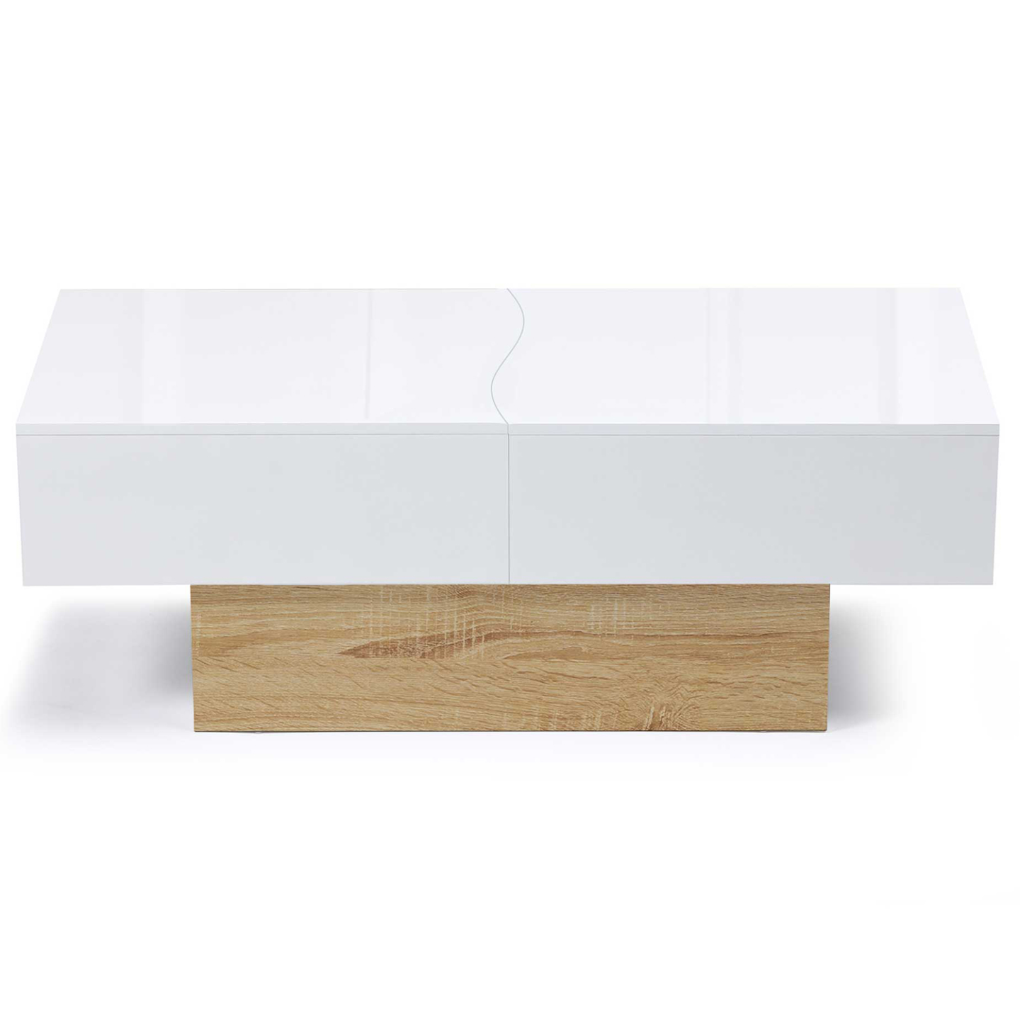 Table basse coulissante rectangulaire MARTA bois imitation hêtre et blanc - Image 3
