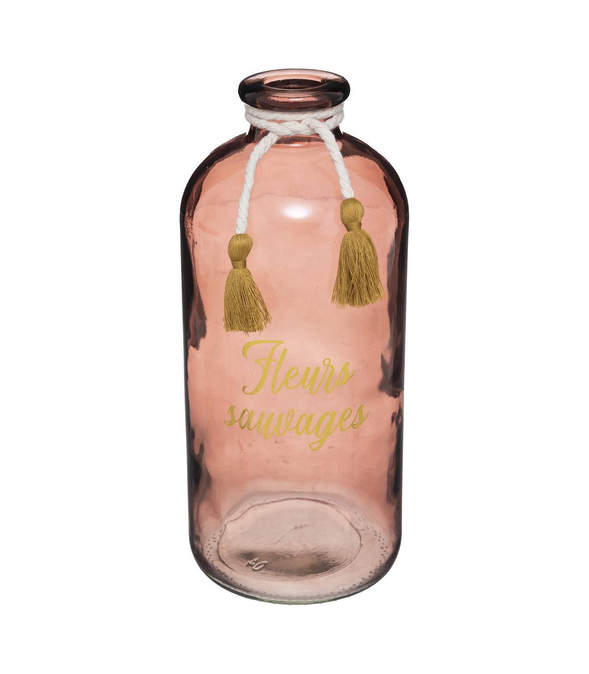 Vase en Verre avec Message et Pompons H 25 cm - Image 1