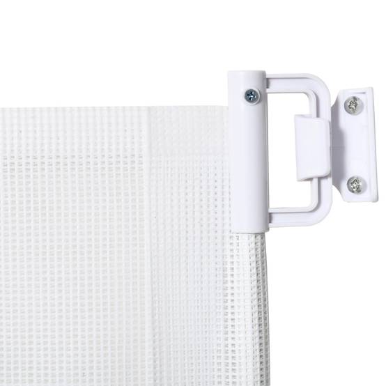 Barrière de sécurité rétractable acier textilène pour chiens 115x83cm blanc - ComfortXL Outdoor Living - Image 10