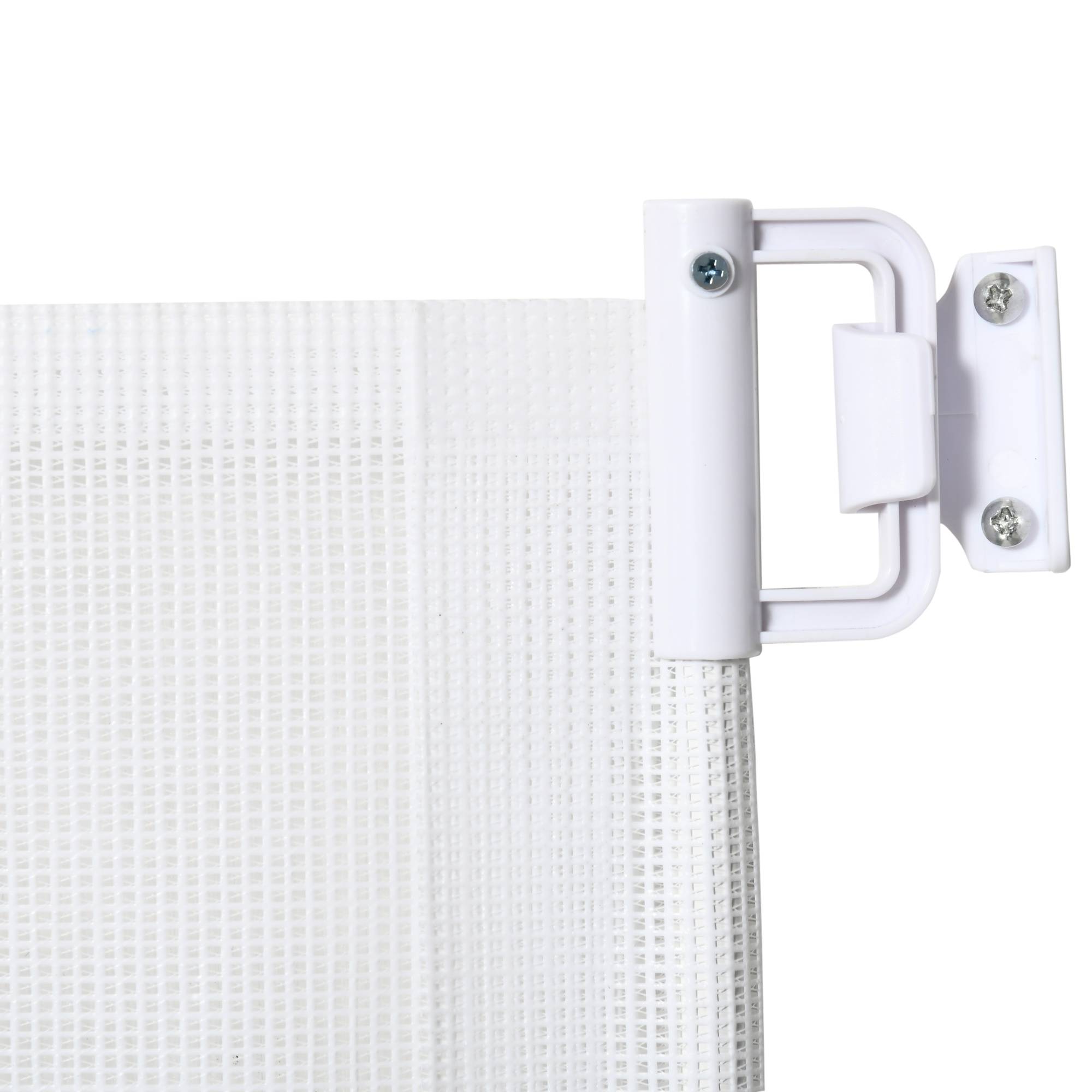 Barrière de sécurité rétractable acier textilène pour chiens 115x83cm blanc - ComfortXL Outdoor Living - Image 10