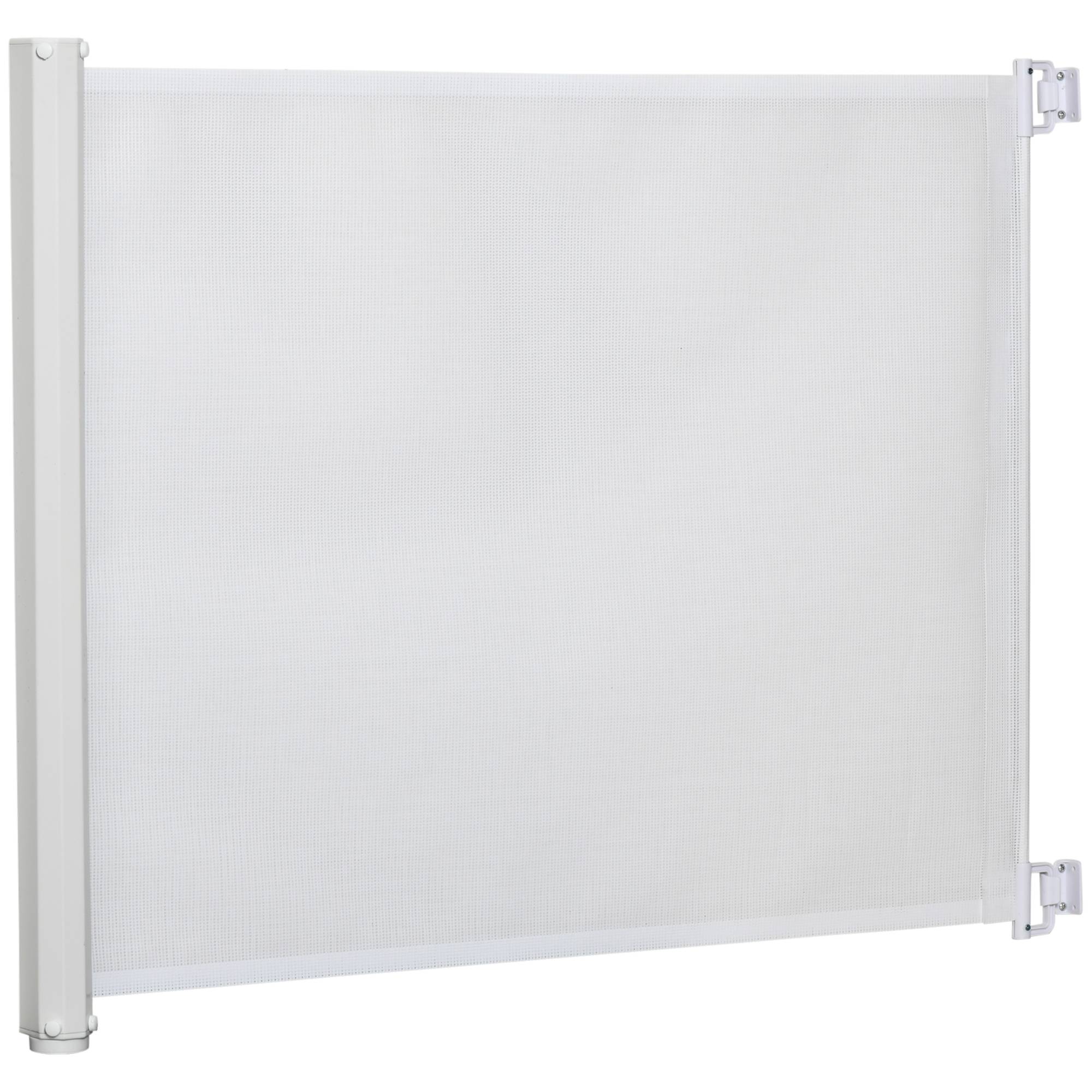 Barrière de sécurité rétractable acier textilène pour chiens 115x83cm blanc - ComfortXL Outdoor Living - Image 1