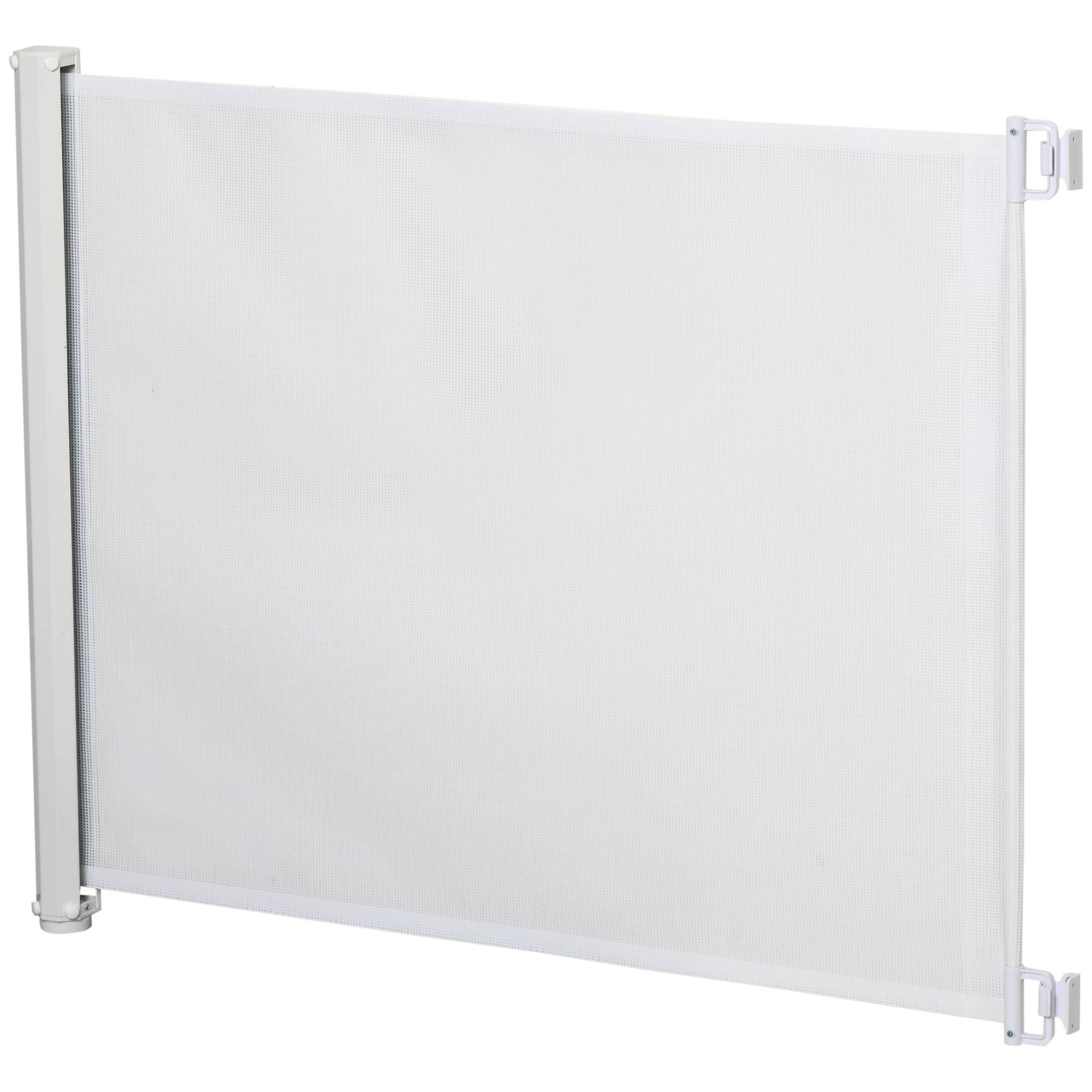 Barrière de sécurité rétractable acier textilène pour chiens 115x83cm blanc - ComfortXL Outdoor Living - Image 2