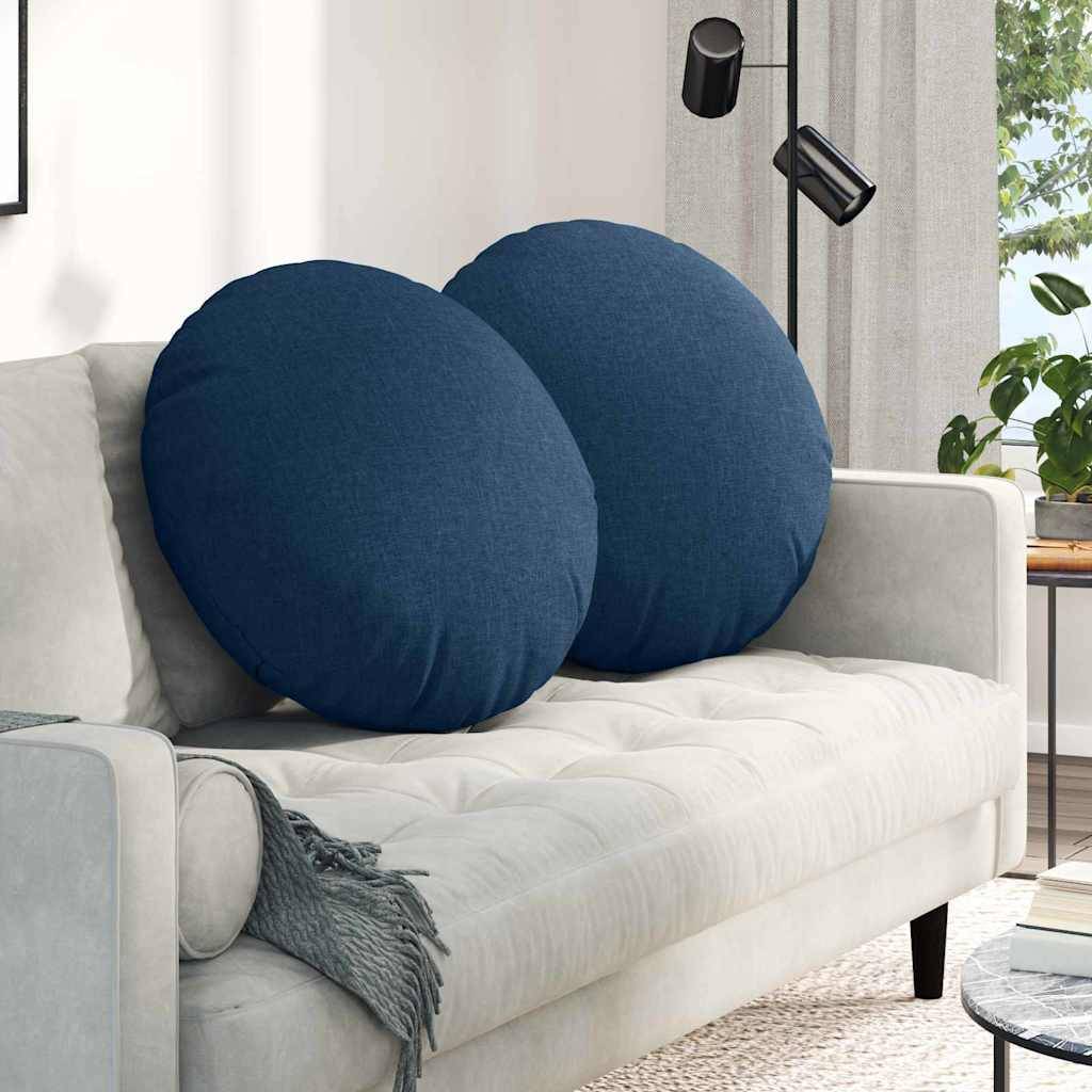Lot de 2 Grands Coussins de Sol Ronds Tissu Doux et Déhoussable pour Salon Bleu Ø 60 x 21 cm – ComfortXL Outdoor Living - Image 1