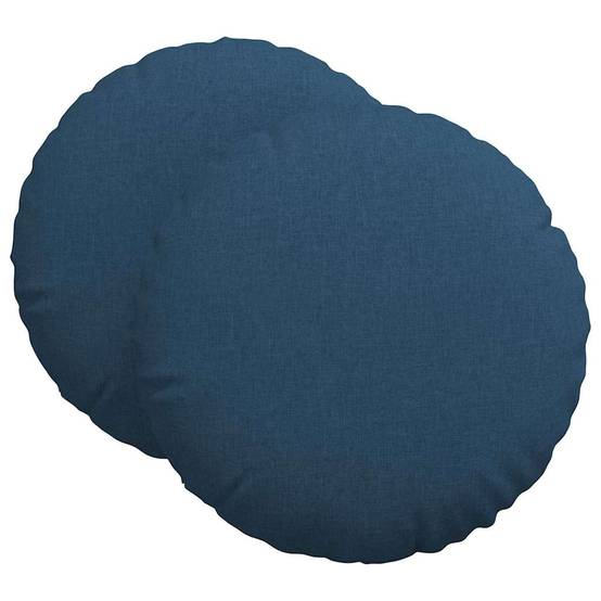 Lot de 2 Grands Coussins de Sol Ronds Tissu Doux et Déhoussable pour Salon Bleu Ø 60 x 21 cm – ComfortXL Outdoor Living - Image 2