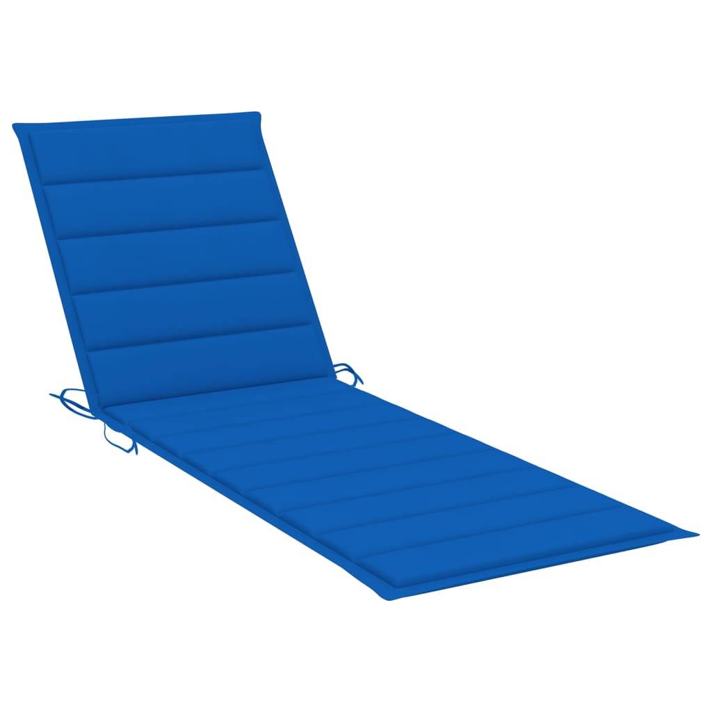 Helloshop26 - Transat chaise longue bain de soleil lit de jardin terrasse meuble d'extérieur avec coussin bleu royal bois de pin imprégné - Image 3