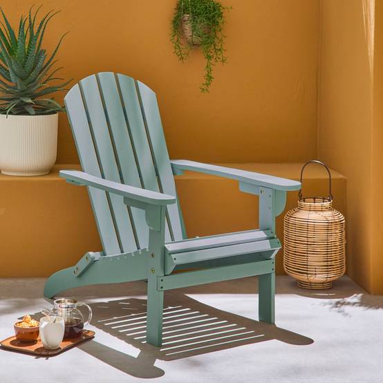 sweeek - Fauteuil adirondack vert de gris en bois d'acacia avec accoudoirs KERINA. plusieurs coloris. 90 x 71 x 91.5 cm | sweeek - Image 1