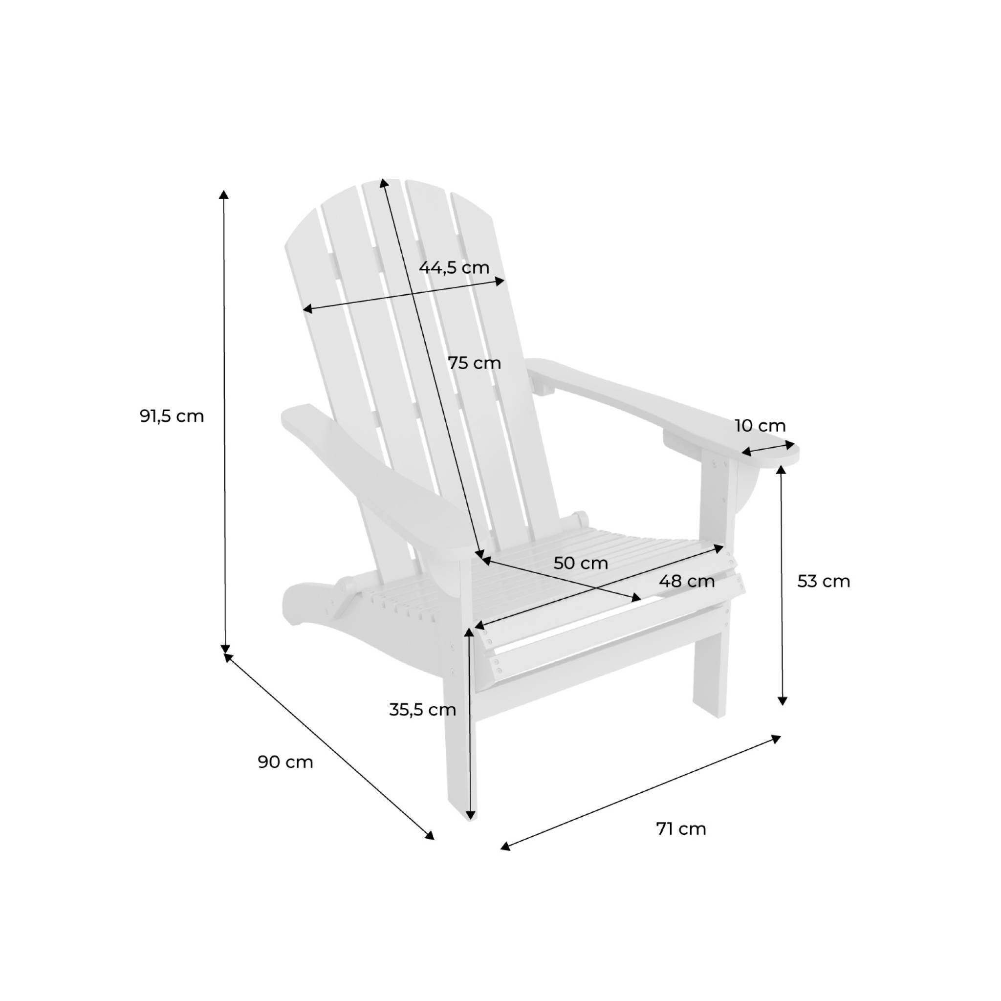 sweeek - Fauteuil adirondack vert de gris en bois d'acacia avec accoudoirs KERINA. plusieurs coloris. 90 x 71 x 91.5 cm | sweeek - Image 4