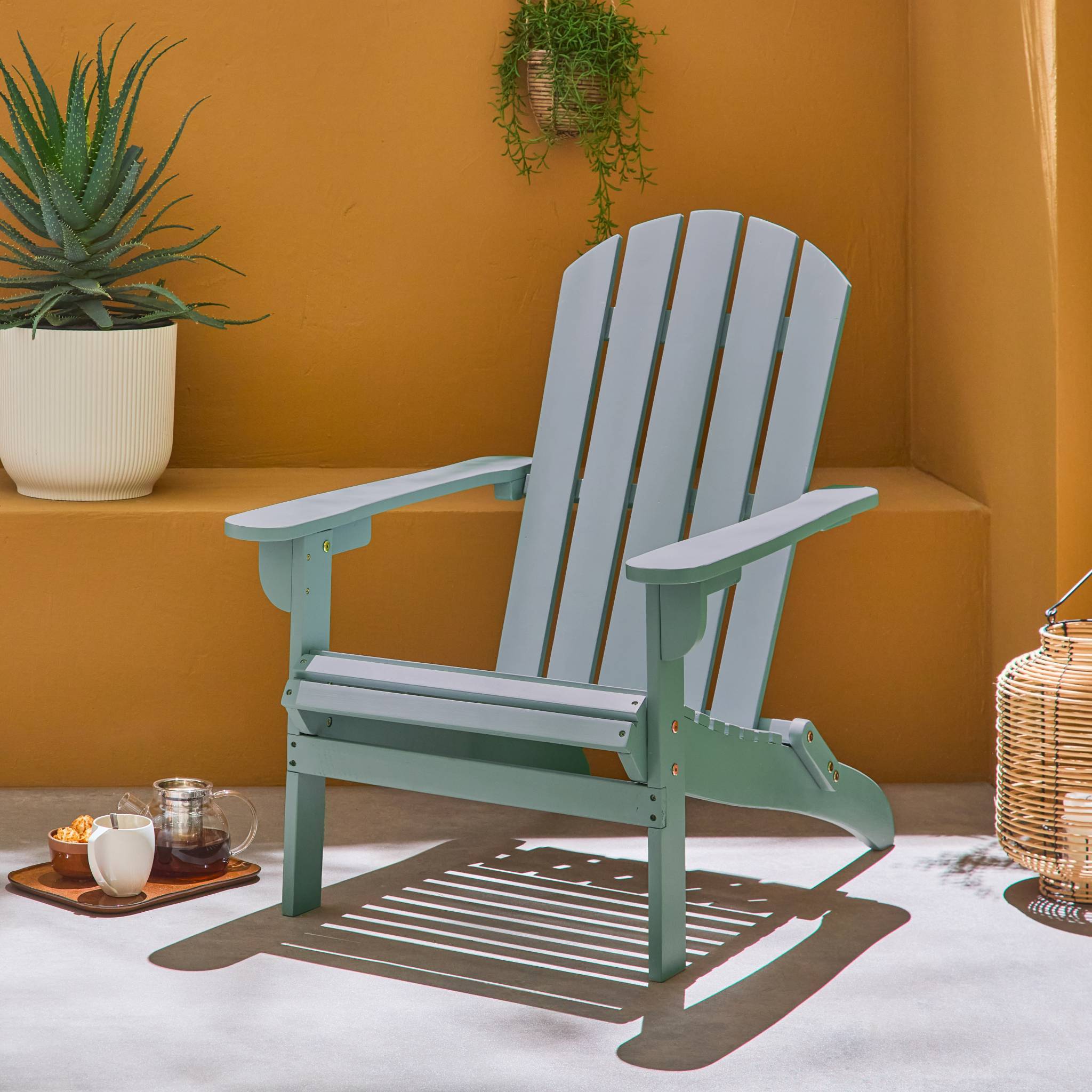 sweeek - Fauteuil adirondack vert de gris en bois d'acacia avec accoudoirs KERINA. plusieurs coloris. 90 x 71 x 91.5 cm | sweeek - Image 3