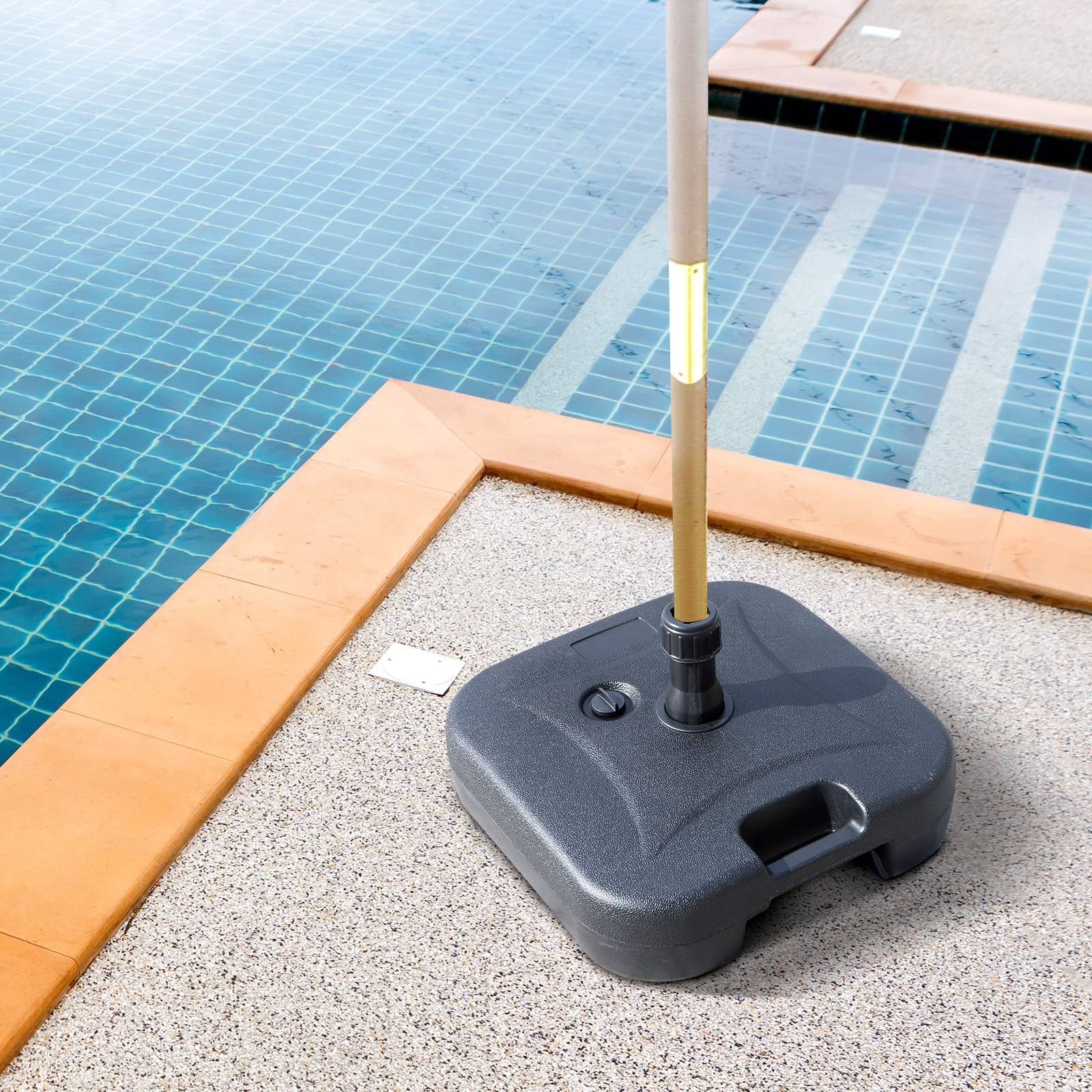 Outsunny Pied De Parasol Rond 15 Kg - Base Lestée HDPE Pour Mât 24-38 Mm Jardin Terrasse