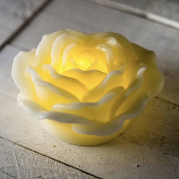 Lotti - Bougie en forme de rose lumineuse cire ivoire à piles LED blanc chaud effet flamme Lotti - Image 5