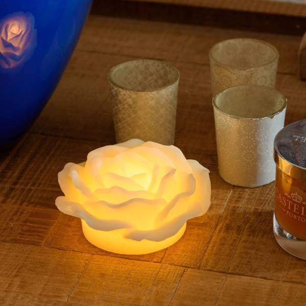 Lotti - Bougie en forme de rose lumineuse cire ivoire à piles LED blanc chaud effet flamme Lotti - Image 10