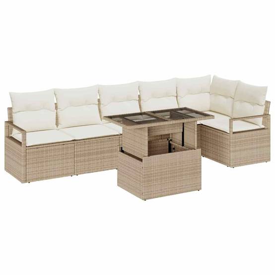 Vidaxl - Ensemble de canapé de jardin 7 pcs Beige Poly rotin vidaXL 3348837 - Image 2