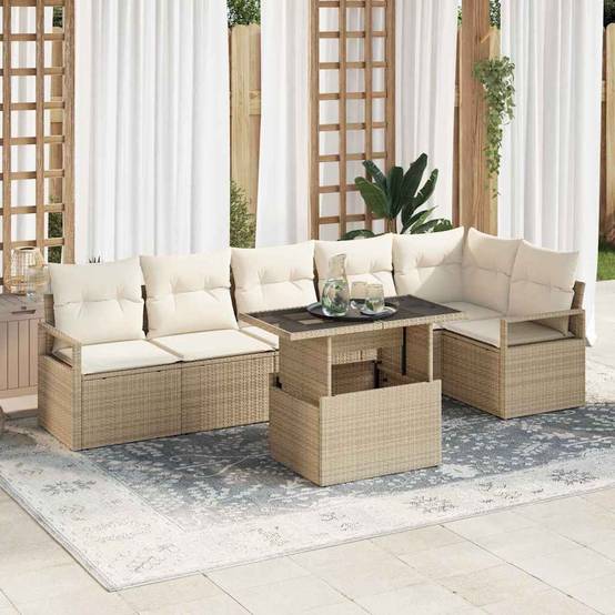 Vidaxl - Ensemble de canapé de jardin 7 pcs Beige Poly rotin vidaXL 3348837 - Image 1
