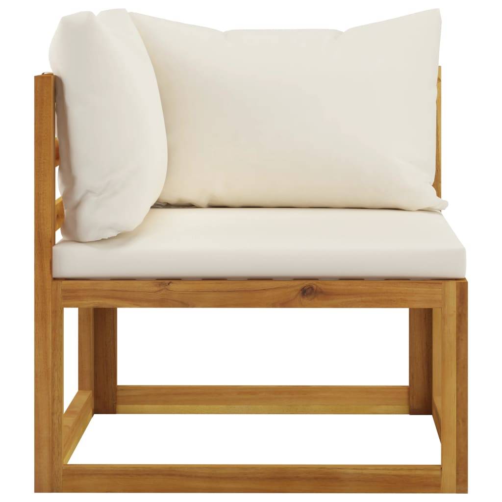 Helloshop26 - Salon de jardin meuble d'extérieur ensemble de mobilier 12 pièces avec coussin crème bois d'acacia solide - Image 4