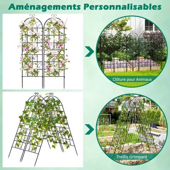 Lot de 2 Treillis de Jardin en Métal 180x50cm Treillis Décoratif Extérieur pour Plantes Grimpantes - Image 6
